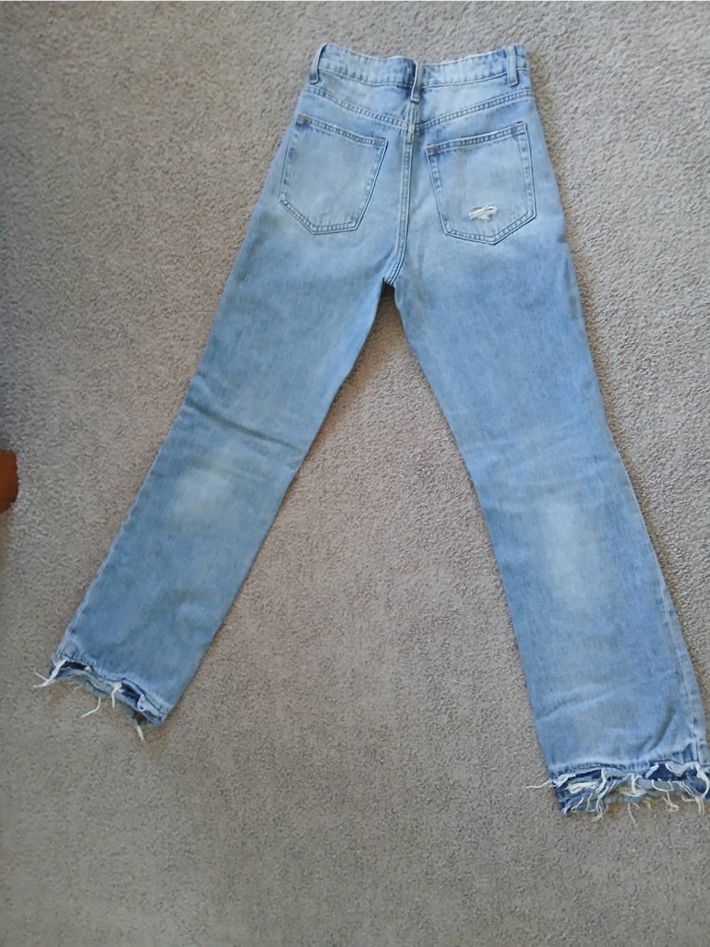 Women's Light Blue Distressed Straight-Leg Jeans - Casual High Rise - Picture 7 of 7